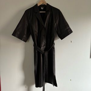ARKET GENUINE NAPPA LEATHER SHIRT DRESS. TIE BELT WAIST, BUTTON DOWN, WORN ONCE.